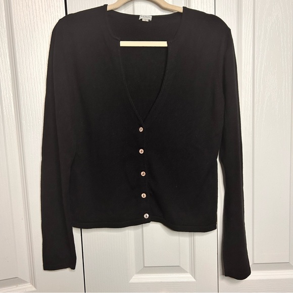 Paul Smith Women's Cardigan L Black Silk with Cashmere V Neck Button Up Cardigan - Picture 1 of 7
